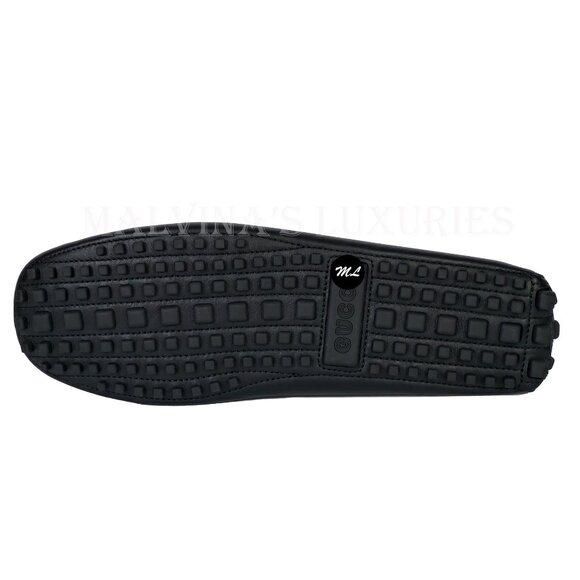 GUCCI SHOES MENS LOAFERS MOCCASINS G LOGO BLACK LEATHER - Picture 13 of 15